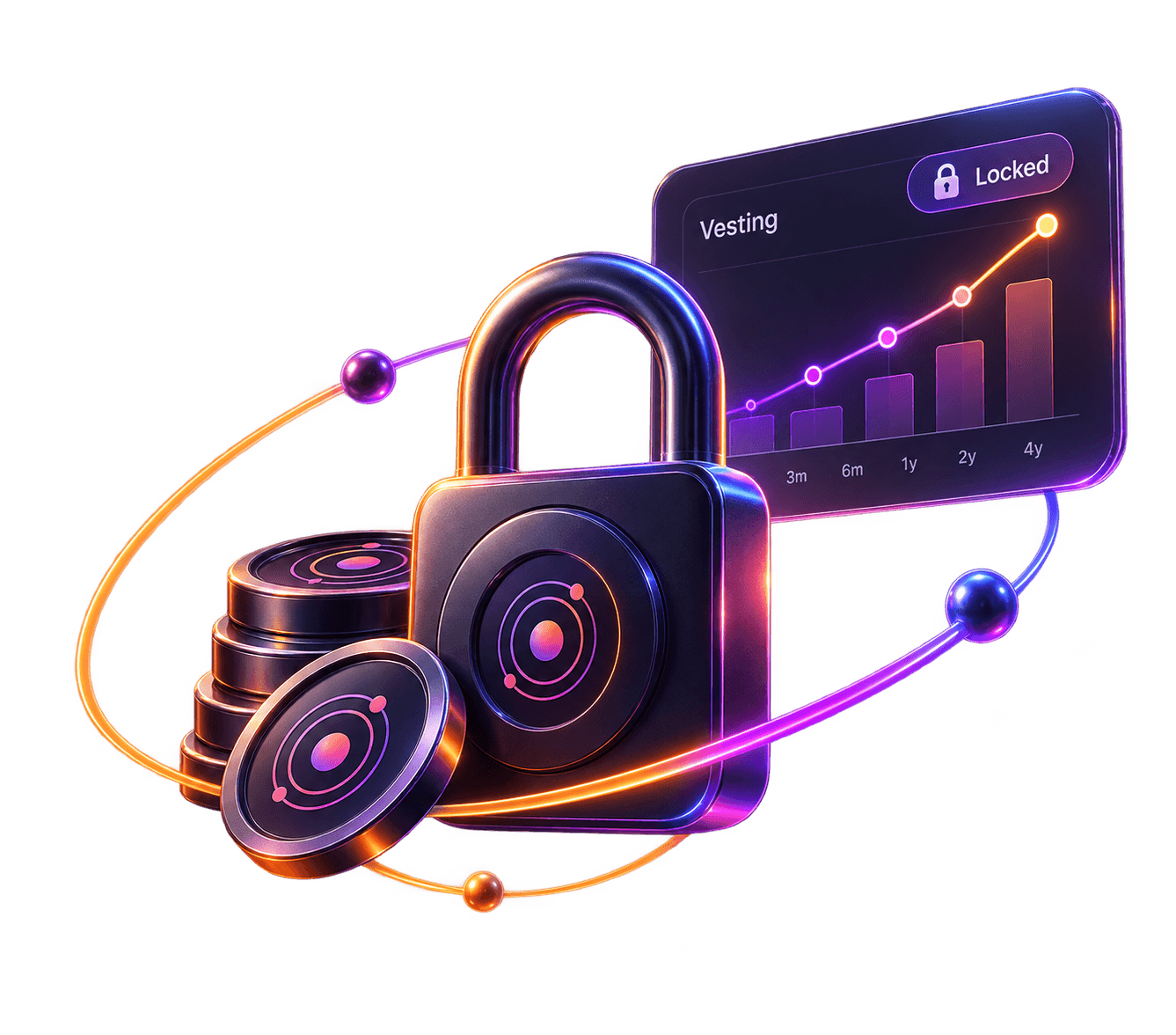 A locked vault of INDY tokens with voting power vesting over time
